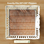 Soft Thicker Baby Mat for Floor 50"x50", Non-Slip Baby Play Mat, Easy to Clean 50x50 Playpen Mat, Portable Playmat, Crawling Mat for Infants, Babies, Toddlers, Activity Mat, Rainbow, Brown