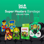 BioSwiss Bandages, Super Healers Superhero Shaped Self Adhesive Bandage, Latex Free Sterile Wound Care, Fun First Aid Kit Supplies for Kids and Adults, 24 Count