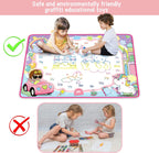 Water Doodle Mat- Kids Painting Writing Doodle Board Toy - Color Drawing Mat Bring Magic Pens Educational Toys for Age 3 4 5 6 7 8 9 10 Year Old Girls Boys Toddler Present