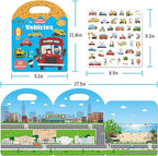 Reusable Sticker Books for Toddlers 1-3, Jelly Sticker Books for Kids 2-4, Vehicle Stickers for Kids