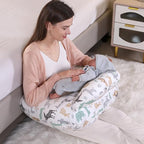 Nursing Pillow for Breastfeeding,Ergonomic Baby Feeding Pillows with Removable Washable Cotton Slipcover, Adjustable Waist Strap,Plus Size,More Support for Mom and Baby(Nordic Animal World)