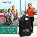 reperkid Large Stroller Bag for Airplane Travel, Black & Red, 47" H x 24" W x 15" D, Fits Most Large, Single, Double, Jogging Strollers – Premium Waterproof Cover, Adjustable Shoulder Straps