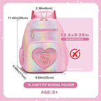 I IHAYNER Kids Glitter Lightweight Backpack for School Travel & Daycare, Toddler Backpack for Girls 3+ Preschool Kindergarten Elementary Kids Backpack-Rainbow Pink S