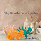 Bambeado Baby Teether Toy: Dibly - The Dino Baby Teething Toys BPA-Free Teethers Inspired by Nature with Natural Rubber Pacifier