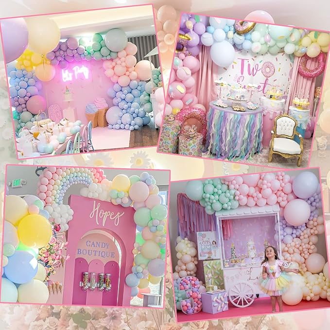 5th Birthday Decorations Girl, Slmeno Daisy Pastel Balloon Arch Kit 219Pcs, 5 Year Old Girl Pastel Rainbow Party Decorations, with Happy Birthday Banner, Cake Toppers, Gold Butterfly Decoration