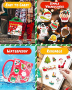 Benresive Reusable Sticker Book for Toddlers 2-4 Years, Fun Travel Stickers for Kids, Waterproof Sticker Books for Toddlers 1-3, Crafts Activities for Todddlers 1-3 2-4 3-5 - Christmas