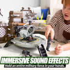 SYNCFUN Military Toy Set with Army Base, Vehicles, Action Figures & Weapon Accessories, Helicopter with Light & Sound - Christmas Birthday Gift for Kids Boys Girls