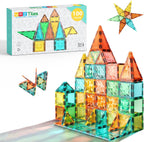 Magnetic Tiles 100-Piece Set for Kids, Magnetic Building Blocks STEM Toys for Age 3+ Boys and Girls, Educational Magnet Construction Tiles for Creativity & Learning