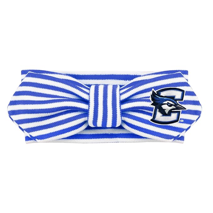 Creative Knitwear Creighton Bluejays Infant Girls Royal/White Striped Hair Knot Headband Embroidered Logo - Size Newborn - 4T