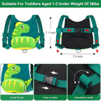 Accmor Toddler Harness Leash with Anti Lost Wrist Link, Cute Dinosaur Harnesses Walking Wrist Leashes for Kids, Children Restraints Hand Straps Belt Tether to Keep Baby Boys Girls Close (Turquoise)