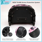 NEW TILAMI 18 inch Rolling Backpack for Kids, Waterproof, Adjustable Handle, Stair Climbing, Large Storage for School, Travel, Girls & Boys, Pink Paris