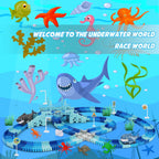Track Race Car Toys for Kids, Create A Ocean World Race Road, Flexible Tracks Playset & 2PCS Cool Shark Cars, Toddler Toys Birthday Gifts for Age 3 4 5 6 Year Old Boys Girls