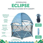 Baby Delight Go with Me Eclipse Deluxe Portable Playard | Playpen | Sun Canopy | Indoor and Outdoor | Ultra Padded Nylon Floor | Blue Wave