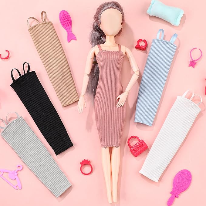 Bencailor 6 Pcs Doll Clothes for 18 Inch Doll, Doll Accessories Summer Tops Swimwear Robe Doll T Shirt Dress Winter Coat Jacke Doll Outfit Girl Birthday Gift (Vibrant Color)