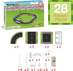 PicassoTiles Magnet Tile Building Block Construction Toy Set Street Sign Traffic Kit Highway Road Race Track with Bumper Barricade Accessory Sticker Education Magnetic Tiles Kids Age 3+ PTR03