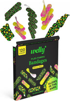 Welly Bandage Glow-in-The-Dark Refill Pack | Adhesive Flexible Fabric Bandages | Assorted Shapes and Patterns for Minor Cuts, Scrapes, and Wounds - 120 Count