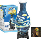 3D Puzzles Vase for Adults, Crafts for Adults, 160 Pieces Plastic DIY Unique Flower Vase with LED Light House Warming Gift Birthday Gifts for Flower Arrangements and Home Decor (Blue)