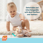 RaZbaby JollyPop Pacifier, Holder w/Detachable Baby Pacifier, Stuffed Animal RaZbuddy, All Ages 0M+, 100% Medical Grade USA Made Silicone, Machine Washable, Textured & Easy to Hold – Monkey