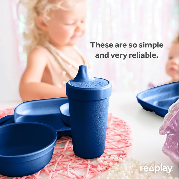 Re-Play Sippy Cups for Toddlers - 10 Oz. Reusable Spill Proof Cups for Kids, Dishwasher/Microwave Safe - Made in USA - Set of 3-3.13" x 6.25" - Patriotic