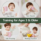 SUGARCANE Kids Cup 10 oz - 5 Pack, USDA & LFGB Certified Toddler Cup - BPA Free - Dishwasher Safe, Reusable, Unbreakable - Gray Pink