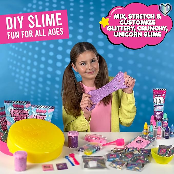 YOLO Unicorn Candy Craze Slime Kit - DIY Slime Making Set for Girls 8-12 with 40+ Magical Add-ins, Glitter & Cloud Slime Supplies