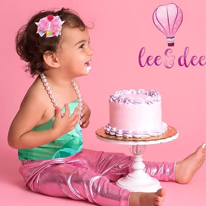 Hot Pink 1st Birthday Hair Bow - Happy Birthday ribbon Bows, Pink Birthday Hat Bows, 1st Birthday Hair Clips for Girls, First Birthday Girls Hair Accessories