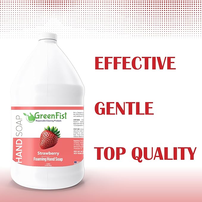 GreenFist Foaming Hand Soap Refills Strawberry Scent Jug Foam Refill Made in USA, 128 ounce (1 Gallon)