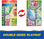 PAW Patrol Pup Squad Adventure Bay Playmat, 33-Inch Foldable Mat with Exclusive Chase and Humdinger Vehicles, Kids Toys for Boys & Girls Ages 3 and Up
