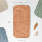 Comfy Cubs Muslin Burp Cloths 20" x 10", Pack of 6 - Large, 6-Layer, Ultra Absorbent 100% Cotton for Baby Drool and Messes - Soft, Safe & Gentle Baby Burp Cloths Set for Boys & Girls - Caramel