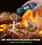 DOQAUS Digital Meat Thermometer, Instant Read Food Thermometers for Cooking, Kitchen Probe with Backlit & Reversible Display, Wide Temperature Range for Turkey, Grill, BBQ, Baking, Bread, Sourdough
