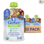 Gerber Toddler Food, Organic Banana Berry and Veggie Smash Puree Pouch, Toddler Pouches, No Added Sweetener, No Artificial Flavors, 12-Pack