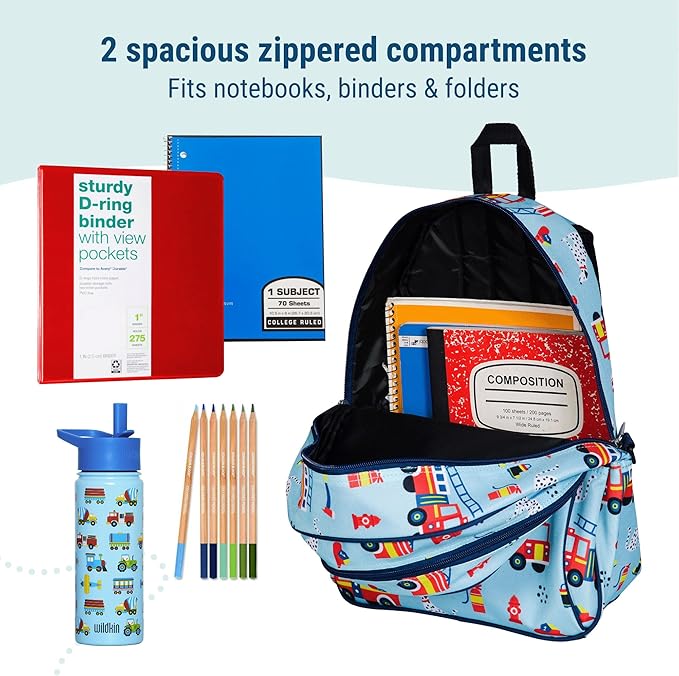 Wildkin 15-inch Kids Backpack – Durable, Padded, Adjustable for School & Travel - Firefighters