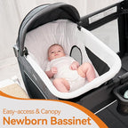 Pamo Babe 4 in 1 Baby Playards with Bassinet & Changing Table, Portable Crib Breathable Mesh and Toy Mobile