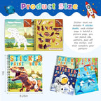 homicozy 3PCS Sticker Paint Books for Kids Ages 4-10,Dinosaur Astronaut Ocean Animals Designs Paint by Stickers,Sticker by Numbers,Party Birthday Gifts for Boys 4-10,Create 30 Pictures at a Time