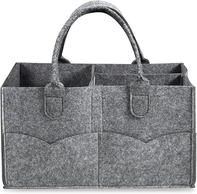 PandaEar Baby Diaper Caddy Organizer, Portable Travel Diaper Organizer, Nursery Caddy Basket with Divided Design