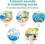 Binibi Spanish Books for Babies & Toddlers 1-3 The Beach Interactive Bilingual Sound Book with Fun Beach Sounds | Bilingual Children's Book | Spanish Learning for Kids