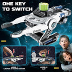 SMIESSKIDDO Hydraulic Robotic Arm - 106 Pcs Dual-Mode STEM Toy for Kids 8-12, Build & Launch Flying Disc | No Batteries, Safe Engineering Science Kit, Model Kits Gift for Boys & Girls 9 10 11