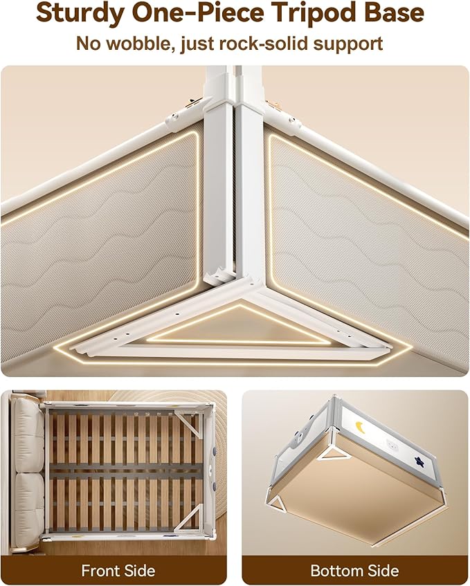 3 Piece Bed Rails for Queen Bed, No-Drill Needed Baby Bed Rail Guard for Toddlers with Height Adjustable, Thickened Child Safety Side Railing Guards/Bedrail for Kids, Grey Bear Design, 60x78.7x78.7in