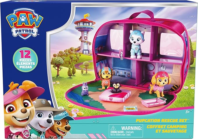 Paw Patrol Skye's World Pupcation Rescue Set with Skye, Everest & Liberty Bobble Head Toy Figures & RV Camper, Kids Toys for Boys & Girls Ages 3 & Up
