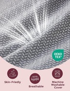 Momcozy Portable Pregnancy Pillow – W Shaped Maternity Support for Side Sleepers, Adjustable Travel Wedge Pillow for Back, Belly, and Hip Relief, Ideal for Pregnant Women, Deep Grey