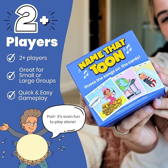 OFF TOPIC Name That Toon Music Game - Fun Party Games for 2+ Players - Adult Word Puzzle & Music Trivia Game