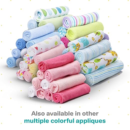 Spasilk Washcloth Wipes Set for Newborn Boys and Girls, Soft Terry Washcloth Set, Pack of 10, Gray Celestial