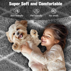 Fluffy Rug for Bedroom, Stripe Checkered Rug Anti-Skid High Pile for Living Room Bedroom Kids Room Nursery, Dorm Home Decor