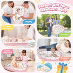 Baby Lounger - Baby Lounger for Newborn 0-24 Months, Breathable and Soft Cotton Cover Baby Nest, Portable Cozy Tummy Time Lounger for Home and Travel, Ideal Baby Essentials & Shower Gifts