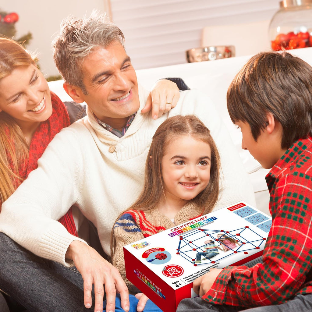 SpringFlower Fort Building Kit for Kids,STEM Construction Toys, Educational Gift for 3 4 5 6 7 8 9 10 11 12 Years Old Boys and Girls,Ultimate Creative Set for Indoor & Outdoors Activity,100 Pcs