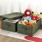 HOONEX Storage Bins with Lids for Organizing, Pack of 2, Storage Boxes with 2 Carrying Handles and Sturdy Heavy Cardboard, 16.5" L x 11.8" W x 7.5" H for Shoes, Books, Clothes, Olive