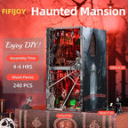 Haunted House Halloween Book Nook Kit, Spooky Shelf Insert Bookshelf Diorama Horror Art Miniature Decor, Creepy Scary Wooden Puzzle Booknook (Haunted Mansion)