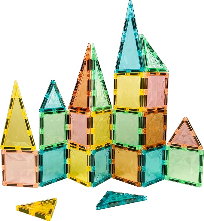 Magnetic Tiles,Magnet Building Blocks Construction Stacking Educational Toy Creative Playboard for Kids Ages 3+ (60 Pieces)
