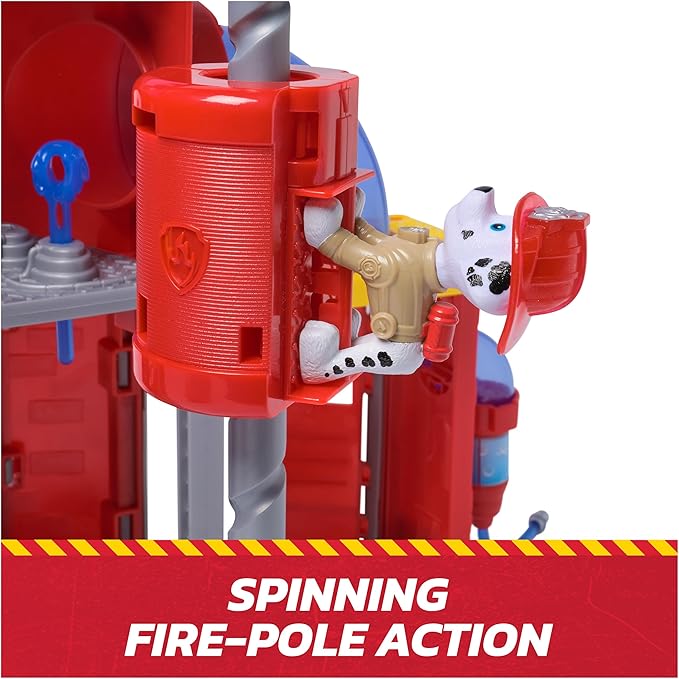 Paw Patrol Fire Rescue Command Center with Marshall Figure, Rescue Fire Truck, Lights, Launcher & Sound Fx, Kids Toys for Boys & Girls Ages 3 and Up