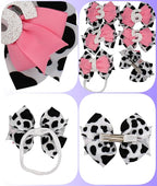 Birthday Hair Bow for Baby Girls 1 2 3 4 5 6 Years Sprinkle Decorations Party Pink Hair Accessories for Three 3rd Birthday Cow Print Cowgirl